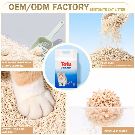Herstellerpreis Natürliches, umweltfreundliches, ausspülbares, schnell klumpendes Tofu-Katzenstreu-Katzenprodukt